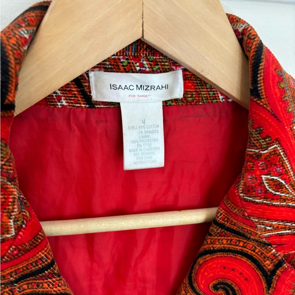 Ladies Isaac Mizrahi Red Corduroy Paisley Print Blazer - Picture 3 of 10